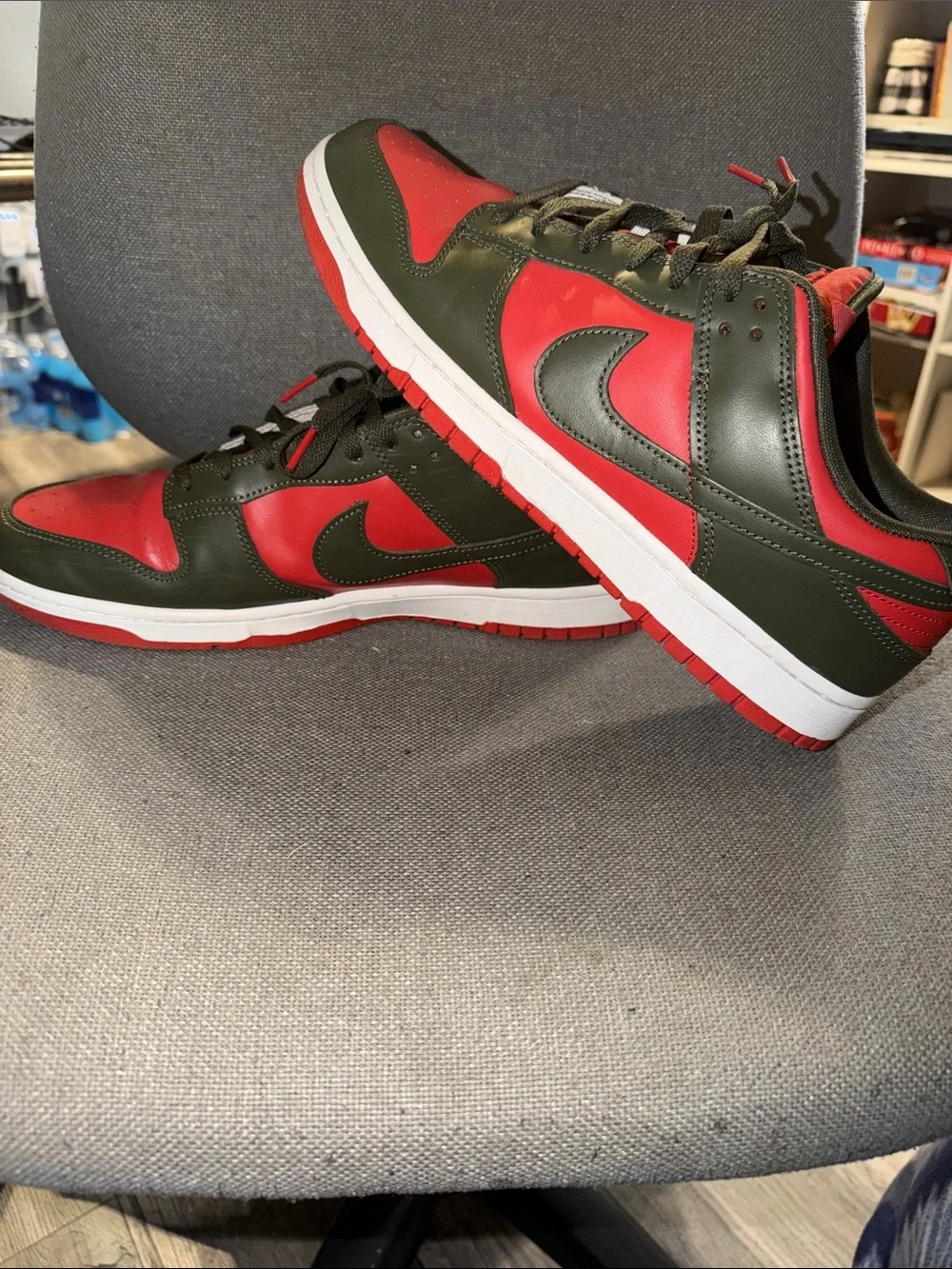 Jordan Low-Top Sneakers in Red and Olive Green